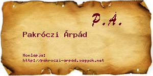 Pakróczi Árpád névjegykártya